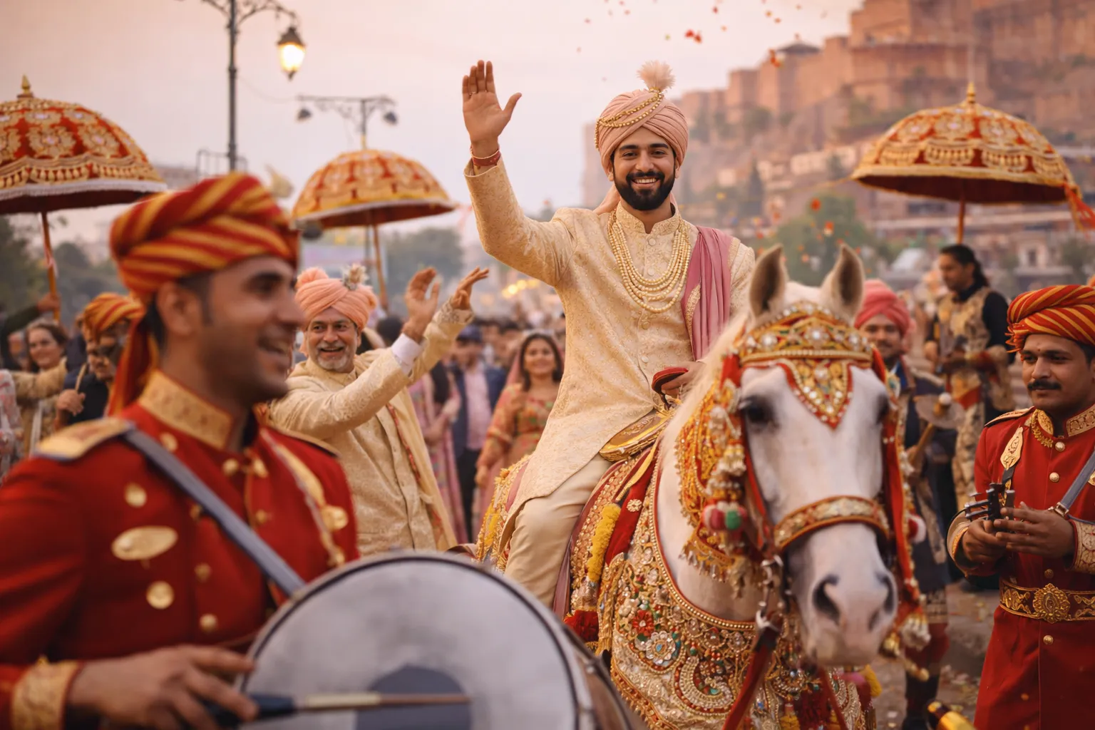 Royal couple during a destination wedding at a heritage palace in Jodhpur